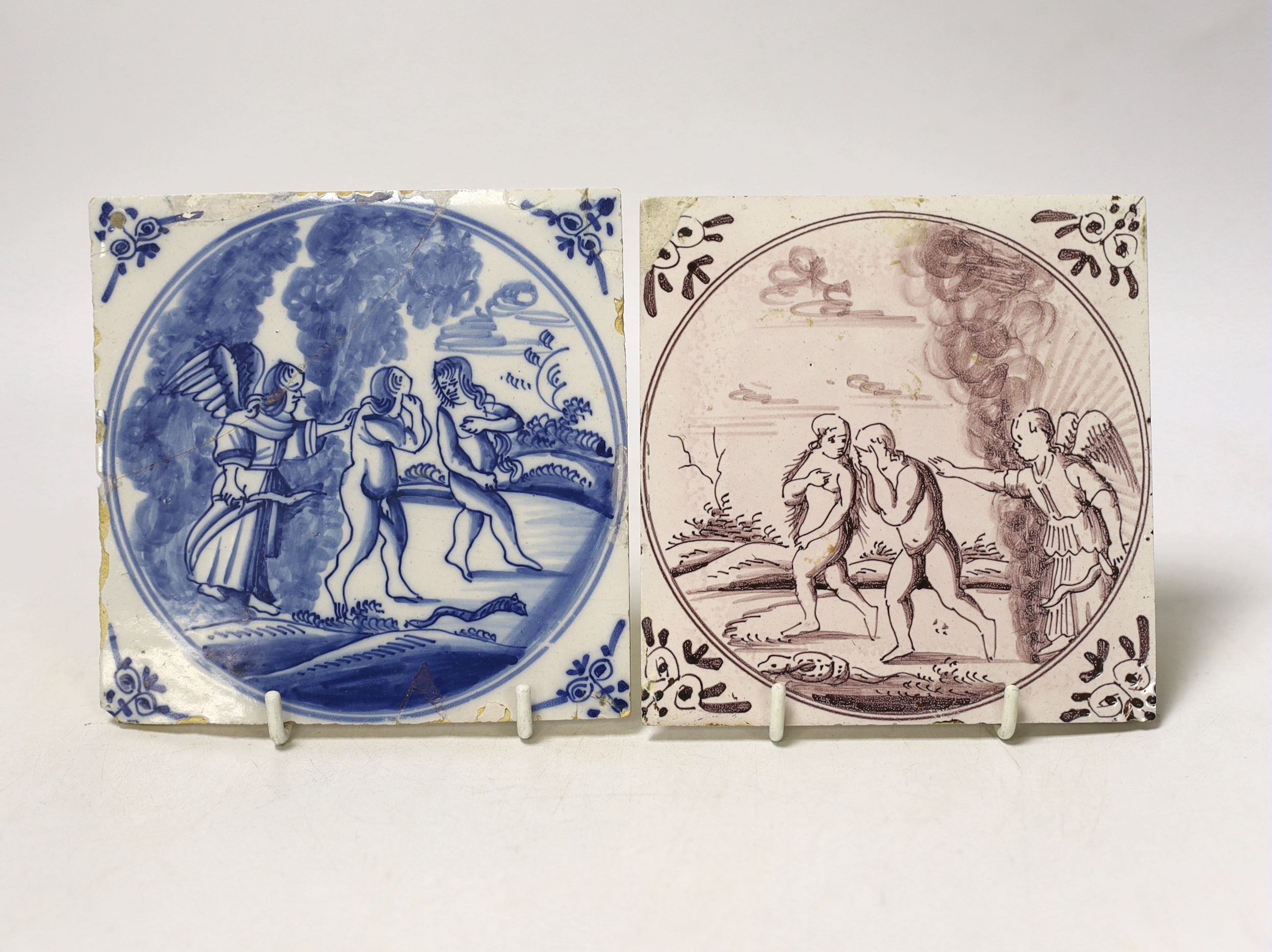 Two 18th/19th century Delft tiles, 13cmsq